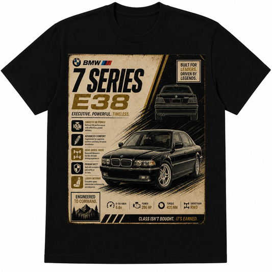 BMW 7 E38 – Vintage Car Poster Streetwear Tee