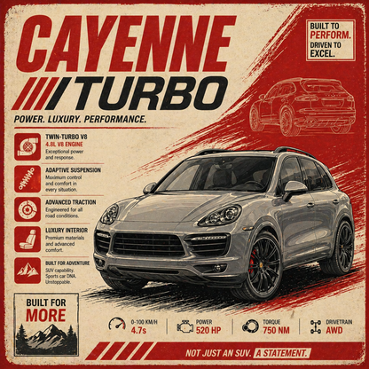 Porsche Cayenne – Vintage Car Poster Streetwear Tee