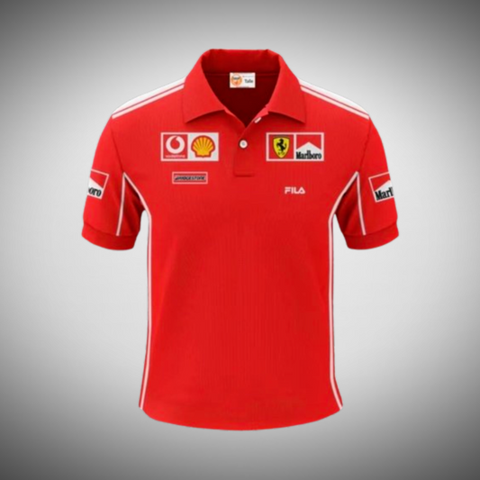 Scuderia Ferrari F1 Racing Team Vodafone Shell Polo Shirt Retro Style 90s T-shirt